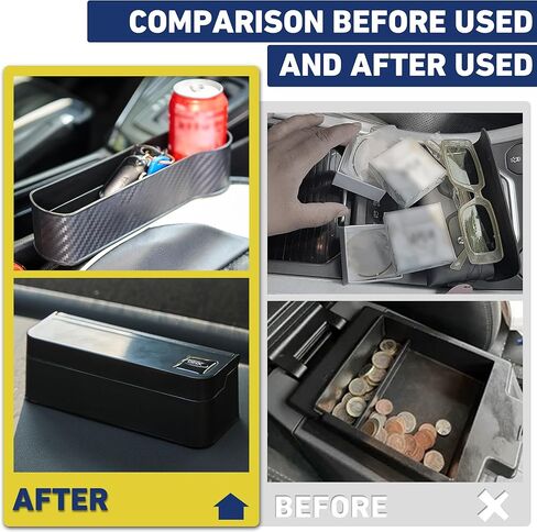 منظم حشو فجوات مقعد السيارة من DEDC، قطعتان منظم مقعد السيارة متعدد الوظائف مع صندوق تخزين جانبي للمقعد، وتخزين العملات المعدنية ومشبك النظارات الشمسية، منظم السيارة للهاتف، ملحقات Tesla Model Y 3 2023 in Kuwait