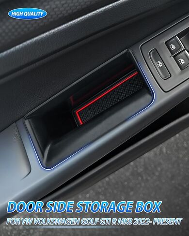 علبة تنظيم جانبية للباب من Karltys لـ 2022-2024 VW Volkswagen Golf GTI R MK8 ملحقات صندوق تخزين جانبي للباب الأمامي والخلفي ومقبض جيب وصندوق إدراج 4 قطع in Saudi Arabia