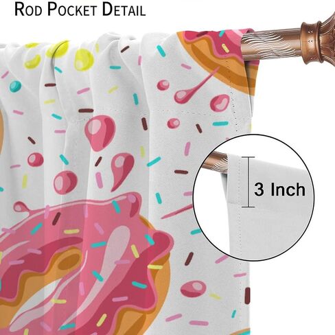 Ice Cream Curtains for Kids,Cartoon Creamy Desserts Sweet Donut Cute Window Treatments for Girls Boys Child Bedroom Living Room Study Window Drapes 2 Panels Set,Total Size 42" x 45" in Saudi Arabia