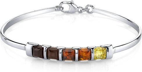 PEORA Genuine Baltic Multicolor Five Stone Amber Pendant Necklace, Earrings and Bracelet for Women in Sterling Silver in Saudi Arabia