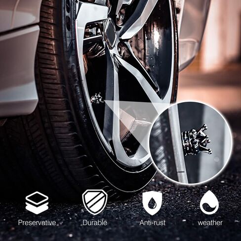 4PCS Bling Tire Valve Stem Caps, Crown Tire Valve Stem Caps, Attractive Dustproof Bling Car Accessories, Universal for Cars, Trucks and Motorcycles (Black) in Saudi Arabia