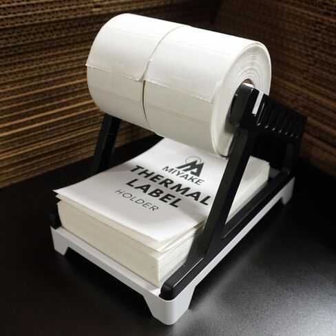 Miyake Thermal Label Holder for Label Rolls and Fanfold Labels, Shipping Label Printer Desktop Stand for Home, Office, Small Business, Compatible with Rollo and Dymo (Black) in Saudi Arabia