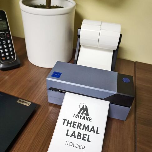 Miyake Thermal Label Holder for Label Rolls and Fanfold Labels, Shipping Label Printer Desktop Stand for Home, Office, Small Business, Compatible with Rollo and Dymo (Black) in Saudi Arabia