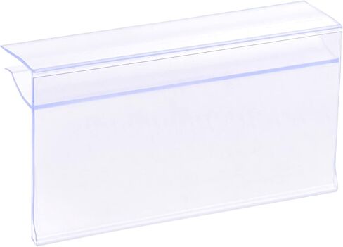 MECCANIXITY Label Holder 80x42mm Clip on Shelf Clear Plastic for 4-8mm Glass Shelving, Pack of 20 in Kuwait