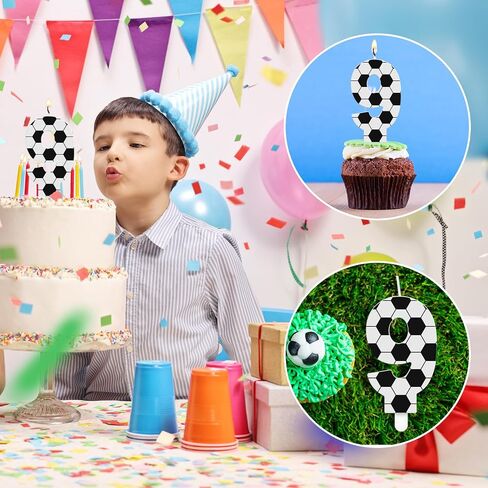 Soccer Number Candles Soccer Birthday Candles Soccer Ball Cake Topper Decorations for Kids Adults Numeral Anniversary Celebrations Supplies (Number 7) in Kuwait