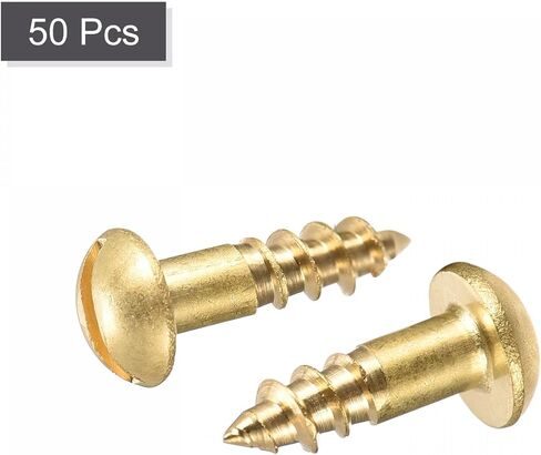 uxcell Wood Screws M4 x 12mm Slotted Round Head Brass Self-Tapping Screw 50 Pcs in Saudi Arabia
