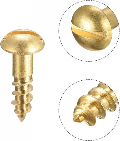 uxcell Wood Screws M4 x 12mm Slotted Round Head Brass Self-Tapping Screw 50 Pcs in Saudi Arabia