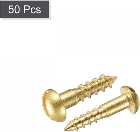 uxcell Wood Screws M4 x 12mm Slotted Round Head Brass Self-Tapping Screw 50 Pcs in Saudi Arabia