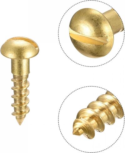 uxcell Wood Screws M4 x 12mm Slotted Round Head Brass Self-Tapping Screw 50 Pcs in Saudi Arabia