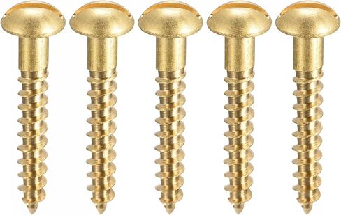 uxcell Wood Screws M4 x 12mm Slotted Round Head Brass Self-Tapping Screw 50 Pcs in Saudi Arabia