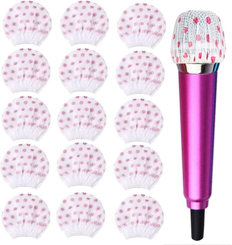 N / A 200 Pieces Disposable Microphone Cover, Protective Mic Cap, Hygiene Microphone Cover, Fit to O Shape Microphones, for KTV, Recording Studio, Lectures(White-red dot) in Saudi Arabia