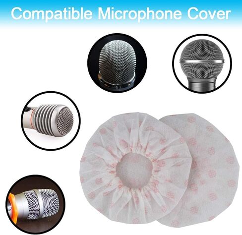 N / A 200 Pieces Disposable Microphone Cover, Protective Mic Cap, Hygiene Microphone Cover, Fit to O Shape Microphones, for KTV, Recording Studio, Lectures(White-red dot) in Saudi Arabia