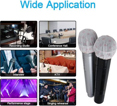 N / A 200 Pieces Disposable Microphone Cover, Protective Mic Cap, Hygiene Microphone Cover, Fit to O Shape Microphones, for KTV, Recording Studio, Lectures(White-red dot) in Saudi Arabia