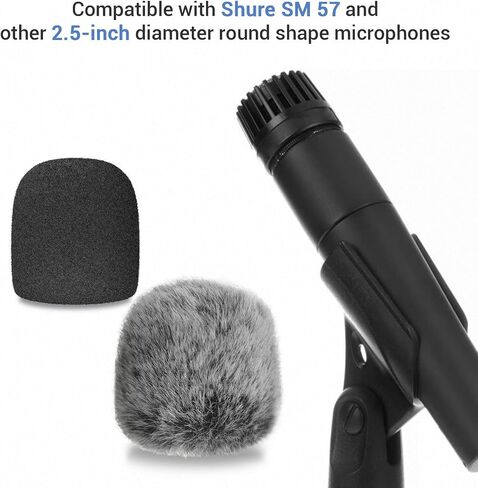 غطاء إسفنجي Cubilux وحزمة حاجب رياح فروي متوافقة مع ميكروفون Shure SM57، وواقي هواء الميكروفون، والزجاج الأمامي، والقط الميت، وفلتر البوب، وواقي الرياح للزجاج الأمامي لميكروفون Shure SM57 in Saudi Arabia