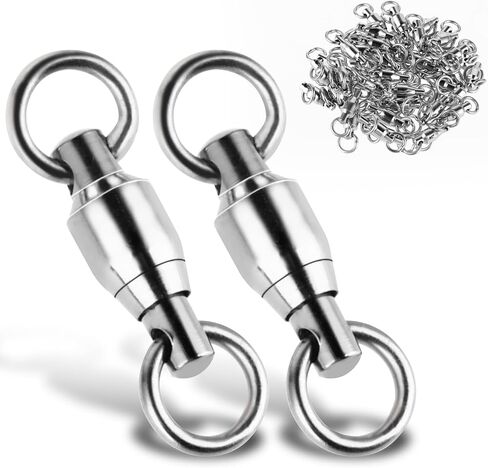 25PCS Barrel Ball Bearing Swivel, Stainless Fishing Swivel with High Strength Welding Rings Heavy Duty Fishing Tackle Connectors for Saltwater Freshwater High Strength in Saudi Arabia