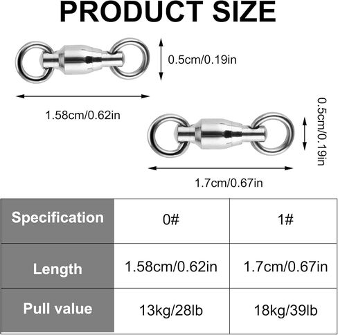 25PCS Barrel Ball Bearing Swivel, Stainless Fishing Swivel with High Strength Welding Rings Heavy Duty Fishing Tackle Connectors for Saltwater Freshwater High Strength in Saudi Arabia