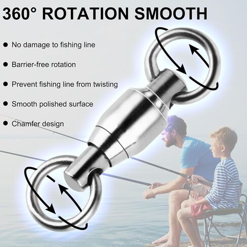 25PCS Barrel Ball Bearing Swivel, Stainless Fishing Swivel with High Strength Welding Rings Heavy Duty Fishing Tackle Connectors for Saltwater Freshwater High Strength in Saudi Arabia