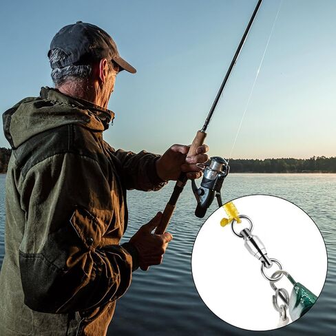 25PCS Barrel Ball Bearing Swivel, Stainless Fishing Swivel with High Strength Welding Rings Heavy Duty Fishing Tackle Connectors for Saltwater Freshwater High Strength in Saudi Arabia