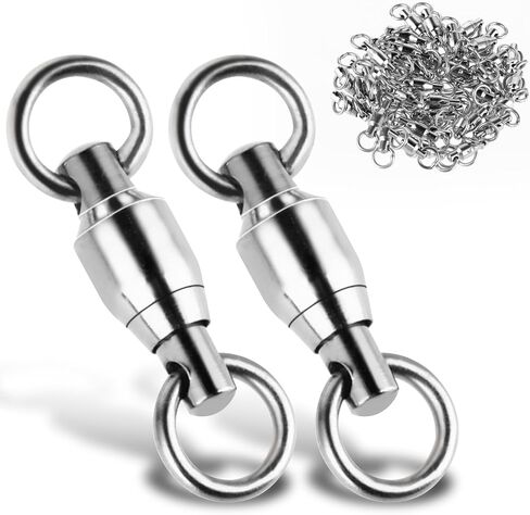 25PCS Barrel Ball Bearing Swivel, Stainless Fishing Swivel with High Strength Welding Rings Heavy Duty Fishing Tackle Connectors for Saltwater Freshwater High Strength in Saudi Arabia