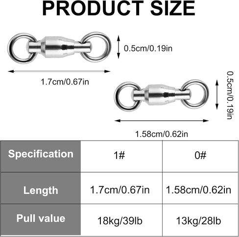 25PCS Barrel Ball Bearing Swivel, Stainless Fishing Swivel with High Strength Welding Rings Heavy Duty Fishing Tackle Connectors for Saltwater Freshwater High Strength in Saudi Arabia