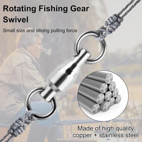 25PCS Barrel Ball Bearing Swivel, Stainless Fishing Swivel with High Strength Welding Rings Heavy Duty Fishing Tackle Connectors for Saltwater Freshwater High Strength in Saudi Arabia