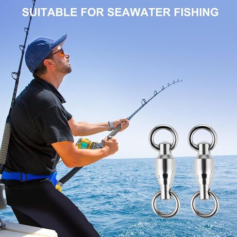 25PCS Barrel Ball Bearing Swivel, Stainless Fishing Swivel with High Strength Welding Rings Heavy Duty Fishing Tackle Connectors for Saltwater Freshwater High Strength in Saudi Arabia