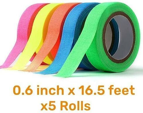 5 Colors Neon Gaffer Tape for Stage Lighting, Fluorescent Rainbow Color UV Blacklight Glow in The Dark Tape in Saudi Arabia