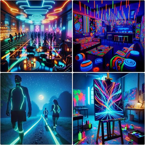 5 Colors Neon Gaffer Tape for Stage Lighting, Fluorescent Rainbow Color UV Blacklight Glow in The Dark Tape in Saudi Arabia