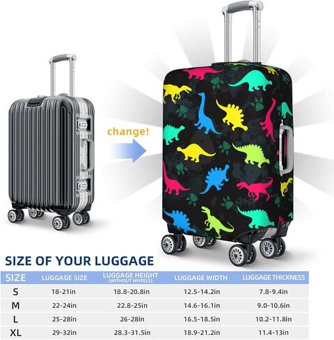 الغطاء فقط، لا يشمل حقيبة السفر، غطاء أمتعة السفر، ديناصور ملون لحقيبة الأولاد، أغطية الأمتعة القابلة للغسل (للأمتعة مقاس 18-21 بوصة) in Kuwait
