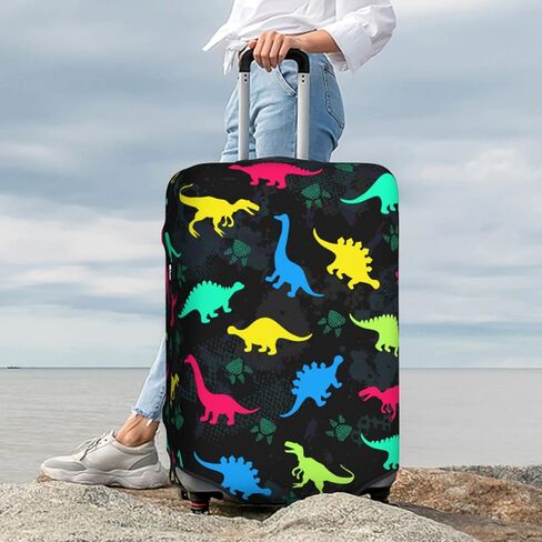 الغطاء فقط، لا يشمل حقيبة السفر، غطاء أمتعة السفر، ديناصور ملون لحقيبة الأولاد، أغطية الأمتعة القابلة للغسل (للأمتعة مقاس 18-21 بوصة) in Kuwait
