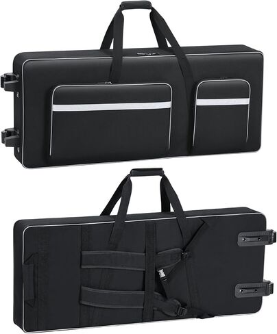 49 Key Keyboard Case with Wheels (36.6"x14.9"x4.7") | Soft Padded 49 Key Keyboard Case Rolling Bag with Multi-Pocket | 49 Key Keyboard Case Gig-Bag with Roller & Handles & Shoulder Straps in Kuwait