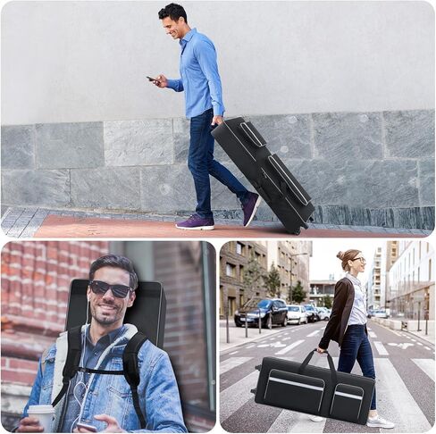 49 Key Keyboard Case with Wheels (36.6"x14.9"x4.7") | Soft Padded 49 Key Keyboard Case Rolling Bag with Multi-Pocket | 49 Key Keyboard Case Gig-Bag with Roller & Handles & Shoulder Straps in Kuwait