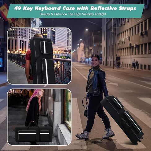 49 Key Keyboard Case with Wheels (36.6"x14.9"x4.7") | Soft Padded 49 Key Keyboard Case Rolling Bag with Multi-Pocket | 49 Key Keyboard Case Gig-Bag with Roller & Handles & Shoulder Straps in Kuwait