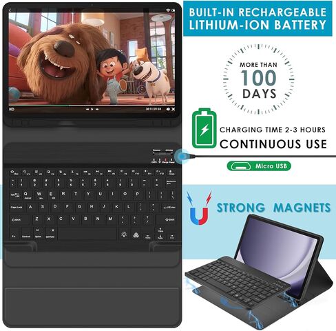 حافظة لوحة المفاتيح DETUOSI بإضاءة خلفية لجهاز Samsung Galaxy Tab A9 Plus/ A9+ 5G 11 بوصة (SM-X210) 2023 Android Tablet مع حامل قلم S | غطاء خلفي ناعم من مادة TPU | إغلاق مغناطيسي | لوحة مفاتيح لاسلكية قابلة للفصل ذات 7 ألوان in Saudi Arabia
