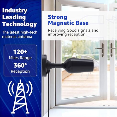 DTB Smart TV Antenna, Indoor Digital TV Antenna, Long Range Signal Booster 4K fire Stick max Free for All 4K 1080P HD TV Antenna, Local Channel Support All TVs with 10ft coaxial Cable in Kuwait