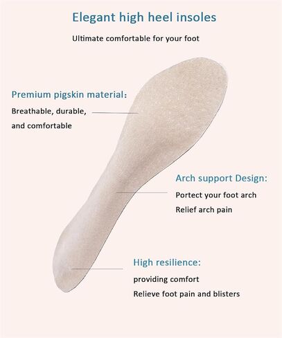2 Pairs Pigskin High Heel Cushion Inserts, Adhesive Arch Support Sandal Inserts, Anti-Slip Shoe Inserts for Dress Shoes Flat Shoe Pain Relief, Leather Cushioning Heel Insoles for Boots in Saudi Arabia