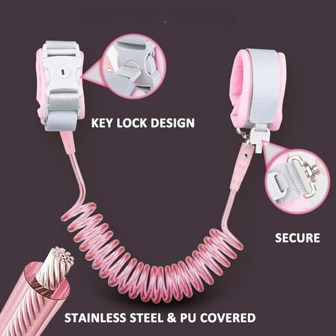 2PCS Anti Lost Wrist Link Safety Wrist Link with Key Lock, Child Leash with Whistling Suitable for Children, Infants and Children Safely in Saudi Arabia