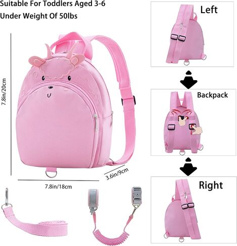 Toddlers Leash Convertible Chest Bag Mini Backpacks with Child Kids Anti-Lost Wristlets Wrist Link (Elephant) in Saudi Arabia