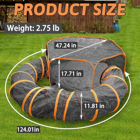 BNOSDM Outdoor Cat Enclosures Portable Pop Up Cat Tent with Tunnel Foldable Mesh Pet Playpen Playground Within Storage Bag for Cats Kitten and Small Animals Outside in Saudi Arabia