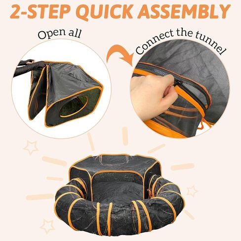 BNOSDM Outdoor Cat Enclosures Portable Pop Up Cat Tent with Tunnel Foldable Mesh Pet Playpen Playground Within Storage Bag for Cats Kitten and Small Animals Outside in Saudi Arabia