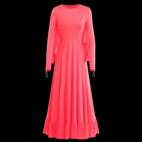 Womens Angel Wing Worship Liturgical Praise Dance Dress Loose Fit Full Length Ruffle Tunic Maxi Dancewear Ballet Gown in Saudi Arabia