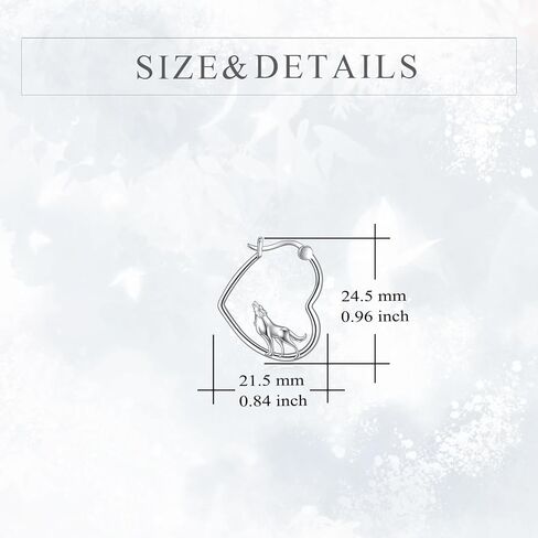 YFN Wolf Earrings Sterling Silver Animal Heart Hoop Earrings Dangle Drop Dangling Cute Wolf Jewelry Gifts for Women Girls in Kuwait