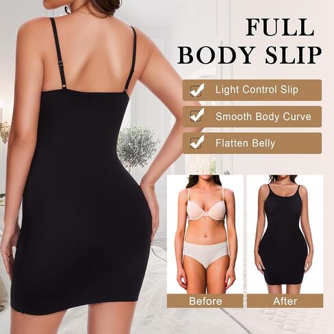 Shapewear Dress Slip Body Shaper for Women Full Slip Tummy Control Under Dress with Adjustable Spaghetti Strap in Saudi Arabia