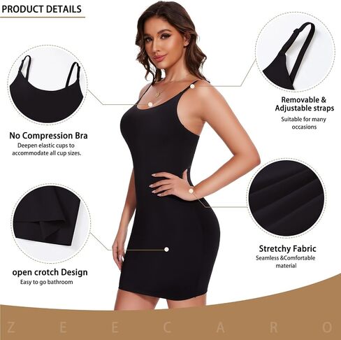 Shapewear Dress Slip Body Shaper for Women Full Slip Tummy Control Under Dress with Adjustable Spaghetti Strap in Saudi Arabia