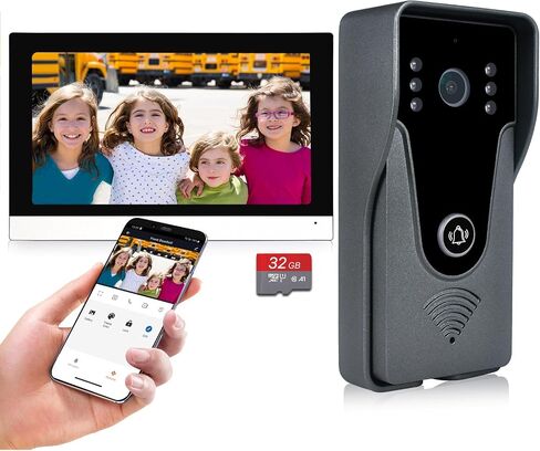 نظام اتصال داخلي بجرس باب فيديو IP لاسلكي، شاشة WiFi 7 بوصة مع كاميرا باب معدنية عالية الدقة (طاقة سلكية)، اتصال داخلي عبر الفيديو مع سجل بطاقة 32 جيجا، تطبيق عن بعد صوت ثنائي الاتجاه، فتح لنظام أمان المنزل in Kuwait