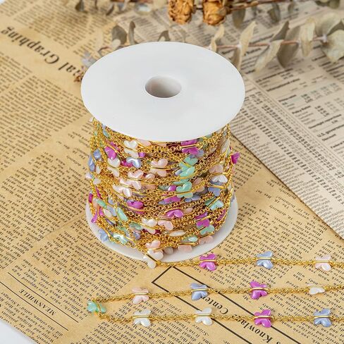 YoungJewl 2 Yards Handmade Natural Raw Healing Crystal Points Gemstone Smooth and Polygonal Beaded Strand Drilled with Brass Chain for Jewelry Making and DIY Crafts(Black) in Kuwait