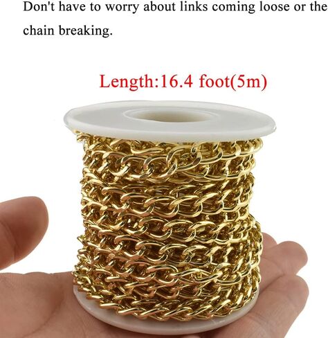 HAHIYO 16.4 Foot Curb Chain Link Comfortable Wear Convenient Custom Sturdy Connection Durable Aluminum Twisted Cuban Jewelry Accessories Black 1 Pieces for Bracelet Necklace Bead Tassels in Saudi Arabia