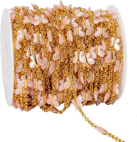 YoungJewl 2 Yards Handmade Natural Raw Healing Crystal Points Gemstone Smooth and Polygonal Beaded Strand Drilled with Brass Chain for Jewelry Making and DIY Crafts(Black) in Kuwait