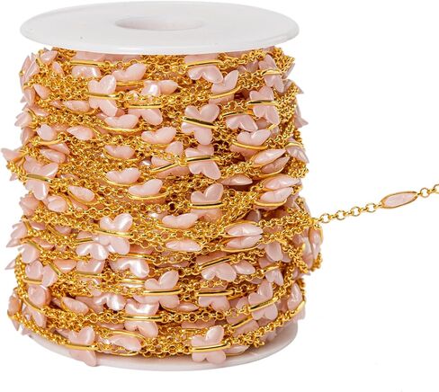 YoungJewl 2 Yards Handmade Natural Raw Healing Crystal Points Gemstone Smooth and Polygonal Beaded Strand Drilled with Brass Chain for Jewelry Making and DIY Crafts(Black) in Kuwait