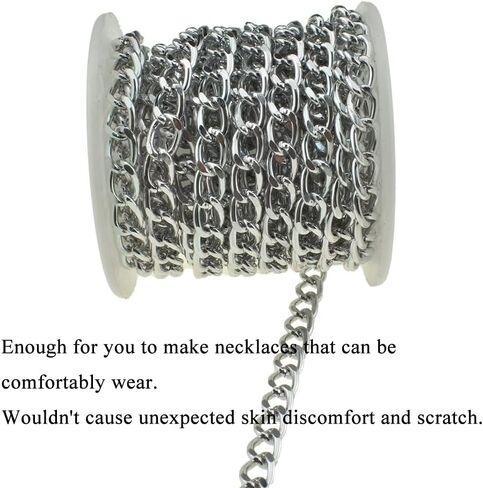 HAHIYO 16.4 Foot Curb Chain Link Comfortable Wear Convenient Custom Sturdy Connection Durable Aluminum Twisted Cuban Jewelry Accessories Black 1 Pieces for Bracelet Necklace Bead Tassels in Saudi Arabia